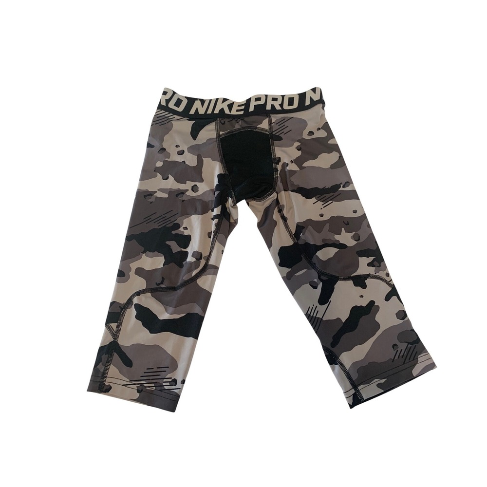 Nike Pro Boys Dri-FIT Camo Compression Tights Grey Black CN5952-059 Size S